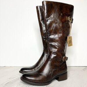 New! Born Gibb Knee High Wide Calf Brown Leather Boot 6M